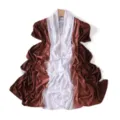 Bufanda chal de punto acanalado degradado modal bicolor elegante viaje mujer moda chic - Café y Blanco