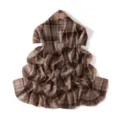 Brown plaid chiffon scarf elegant long shawl for women autumn winter fashion accessory - Coffee Brown Plaid