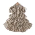 Beige and black plaid chiffon scarf, elegant lightweight women's long shawl for travel. - Diamond Beige Plaid