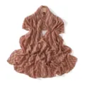 Detailed view of women's red plaid chiffon long scarf, lightweight and elegant textile. - Diamond Red Plaid