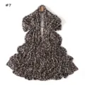 Close-up detail of leopard print mercerized cotton scarf, showing soft texture and high elasticity. - #7