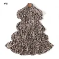 Animal print stretch mercerized cotton long scarf detail view, soft and elastic drape. - Style #8