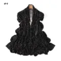 Black and white patterned mercerized cotton long scarf, stretchy fashion shawl for women. - Style #9
