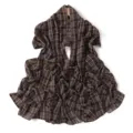 Women brown plaid chiffon long scarf elegant vintage shawl beach wrap sun protection - Mint Chocolate Plaid