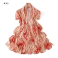 Elegant pink floral modal long scarf, soft breathable drape wrap for women, stylish summer shawl. - Style #11