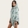 Green tie-dye watercolor print cotton scarf hijab shawl for women daily travel fashion. - Multicolor Gradient