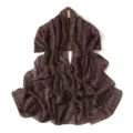 Women's brown plaid chiffon long scarf, stylish lightweight shawl for travel, beach and daily wear. - College Style Brown Plaid