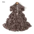 Leopard print stretch cotton scarf detail view, showing soft fabric texture and draping style. - Style 21