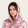 Écharpe en coton mercerisé cravate aquarelle, foulard rose violet et châle élégant pour femmes. - C6