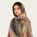 Luxueux foulard en coton scintillant tie-dye aquarelle, écharpe et bandeau élégants femme. - C8