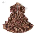 Leopard snake print long scarf, soft high elasticity mercerized cotton fabric detail shot. - #34