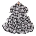 Classic black and white plaid chiffon scarf for women lightweight long shawl wrap. - Block White Plaid