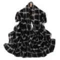 Summer black and white plaid chiffon scarf, elegant shawl for sun protection and daily wear. - Block Black Plaid