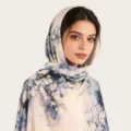 Écharpe longue en coton mercerisé teint par nouage aquarelle hijab élégant plage femme - C12