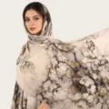 Foulard Hijab Modal Imprime Aquarelle Boho Floral Bandeau Femme Chale Beige Variante - C14