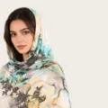 Écharpe Foulard Châle en Coton Mercérisé Imprimé Fleurs Aquarelle Élégant Variant - C15