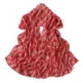 Red white plaid chiffon scarf detail, lightweight summer shawl, breathable fabric drape. - Red White Fine Plaid