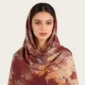 Foulard hijab en coton mercerisé imprimé aquarelle bordeaux, élégant châle de plage pour femmes. - C16