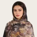 Foulard femme en coton mercerisé imprimé floral aquarelle long châle hijab voyage chic - C17