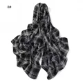 Black and white plaid chiffon scarf variant 8, lightweight long shawl and beach wrap for women. - Plaid Black