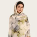 Foulard en coton mercerisé imprimé aquarelle, élégant foulard de tête et châle mode. - C22