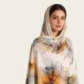 Foulard écharpe châle femme en coton mercerisé imprimé cravate aquarelle abstraite. - C24