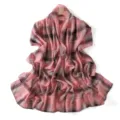 Pink plaid chiffon scarf for women, elegant British style long wrap or travel shawl accessory. - Orange Pink Brown