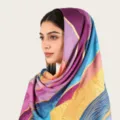 Élégant foulard pour femmes en coton mercerisé avec imprimé aquarelle, grand châle mode. - C27