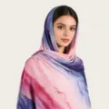 Écharpe longue en coton mercerisé imprimé cravate aquarelle colorée foulard femme plage. - C36