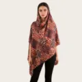 Femme Leopard Zebre Imprime Foulard Soie Coton Chale Tendance Elegante Accessoire Mode - C37