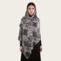 Écharpe longue imprimé animal noir et blanc versatile modal hijab châle accessoire mode - c38