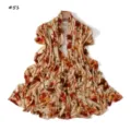 Floral Print Long Scarf Women Vintage Yellow Red Shawl Lightweight Modal Wrap Stole - 180cm / Style 51