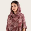 Foulard abstrait imprimé en coton soie marron châle élégant pour femmes variante - C43
