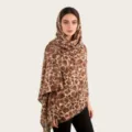 Femme Imprimé Léopard Écharpe Coton Batik Châle Léger Plage Foulard Mode Accessoire - C47