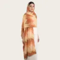Écharpe longue en coton mercerisé cravate aquarelle hijab châle femme voyage plage. - C49