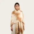 Echarpe en coton mercerise tie-dye aquarelle beige marron chale foulard plage - C51