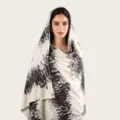 Foulard en coton de soie à cravate aquarelle noir et blanc, variante élégante Hijab. - C52