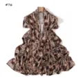 Leopard print stretchy mercerized cotton scarf, stylish fashion shawl variant accessory. - Style 76