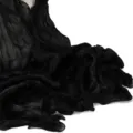 Solid black pleated sheer scarf with lettuce edge, elegant lightweight wrap for beach. - 1# Versatile Black