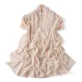 Solid color pearl chiffon long scarf drape shawl, elegant lightweight casual neck wrap. - Milk White