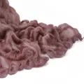 Solid color pleated silk scarf with lettuce edge, elegant long shawl for women and beach wrap. - Grey Cherry