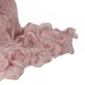 Solid pink crinkled silk scarf with elegant lettuce edge, lightweight texture for women. - Cloud Pink