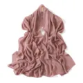 Detail view of a solid mauve pearl chiffon long scarf, lightweight and elegant for casual wear. - Taro Purple