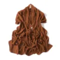 Solid color chiffon long scarf, lightweight draped shawl for summer elegant styling. - Almond Candy