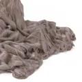 Solid color pleated long silk scarf with lettuce edge, elegant drape for beach and daily wear. - Oak Pink