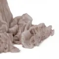 Luxurious pleated silk scarf with ruffled edge, solid color elegant long warm wrap. - Ivory