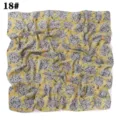 Carré de soie en mousseline florale jaune 90cm, foulard élégant pour cheveux et cou de femme. - Taille #18