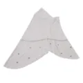 Detailed close-up of white crystal rhinestone clover hijab, elegant modest head cover shawl. - Cream White