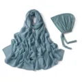 Ensemble deux pièces hijab en mousseline et bonnet à nouer, bleu élégant, léger et doux. - 30# Bleu Macaron