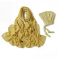 Ensemble hijab en mousseline jaune avec bonnet à nouer assorti, style élégant et pudique. - 31# Jaune Jasmin